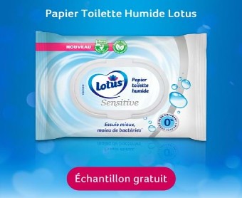 Echantillon gratuit Lotus : papier toilette humide à recevoir