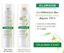 100 shampoings secs Klorane gratuits