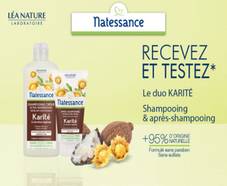 100 Duos Karité shampoing + après-shampoing Natessance gratuits 