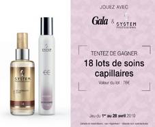 Jeu Gala & System Professional : 18 lots de soins capillaires offerts