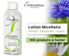 100 flacons gratuits de Lotion Micellaire Embryolisse 